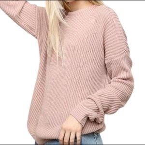Brandy Melville Dusty Pink Cable Knit Sweater